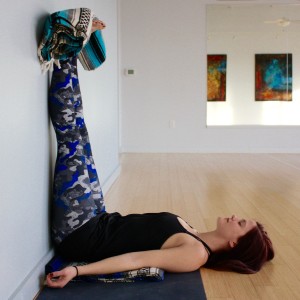 Variation: Place a blanket on the feet to encourage a grounding sensation in the pose.