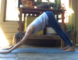 Straighten the legs and shift the hips up toward the sky. Relax the head in between the arms.